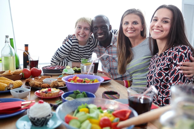 People enjoying meal